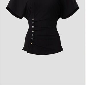 Paco Rabanne Black Fitted Blouse with Flutter Sleeves